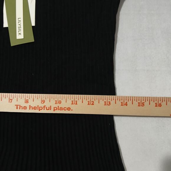 Lilysilk Vivi Dress Womens Large Black Silk Knit Pleated Midi Long Sleeve NWT - Picture 9 of 15